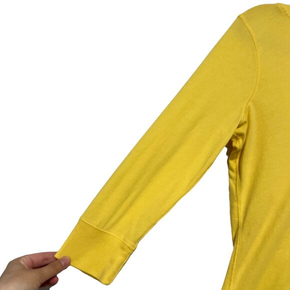 Abercrombie & Fitch Womens Y2K Hooded Henley Size M Yellow Fitted 2000s Preppy - Picture 3 of 7